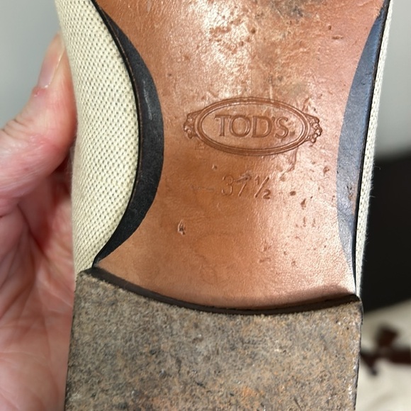 Tods Leather Gommino Cream Brown Loafer Driving Shoe Womens Sz 37.5 - Picture 10 of 10